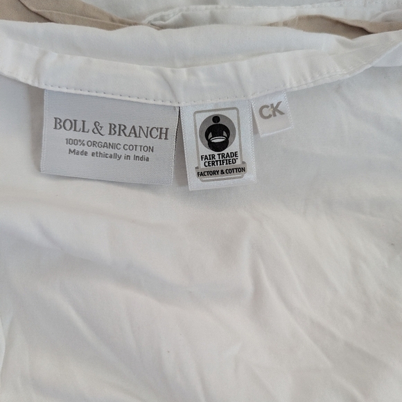 BOLL & BRANCH Colorblock Organic Cotton Sheet Set White Oak Tan Cal King - Picture 6 of 6